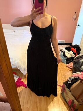 EVEREVE Black Spaghetti Strap maxi soft flowy Dress size xs